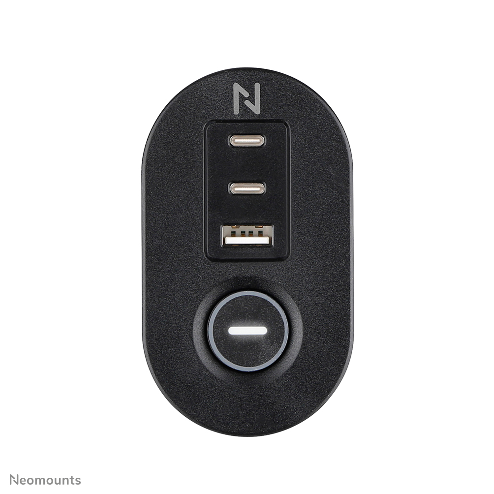 Neomounts DS22-840BL6 Multipresa da tavolo con morsetto e porte USB-C e USB-A - ricarica rapida